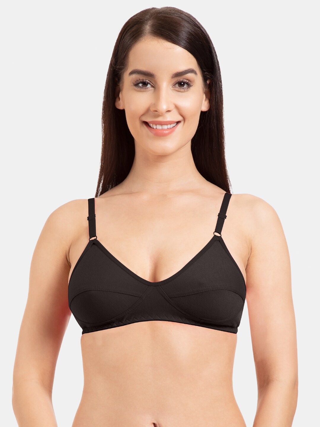 

KOMLI Full Coverage Non Padded Cotton Everyday Bra With All Day Comfort, Black