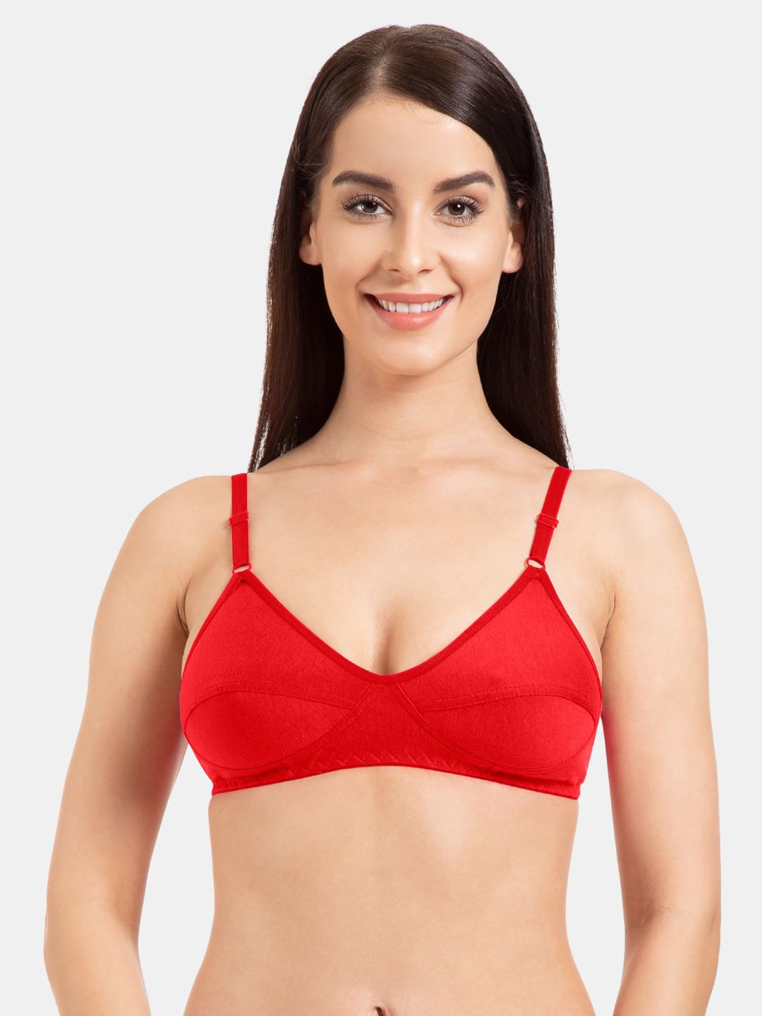 

KOMLI Full Coverage Non Padded Cotton Everyday Bra With All Day Comfort, Red