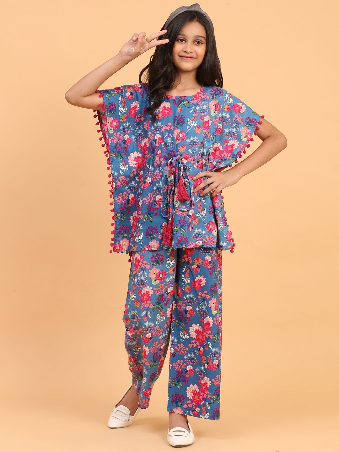 

Ninos Dreams Girls Printed Tunic with Palazzos, Pink