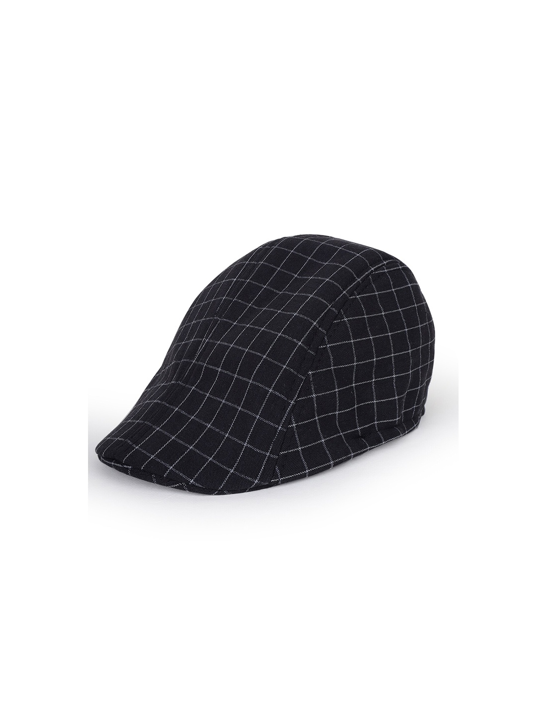 

Zacharias Men Checked Cotton Golf Ascot Cap, Black