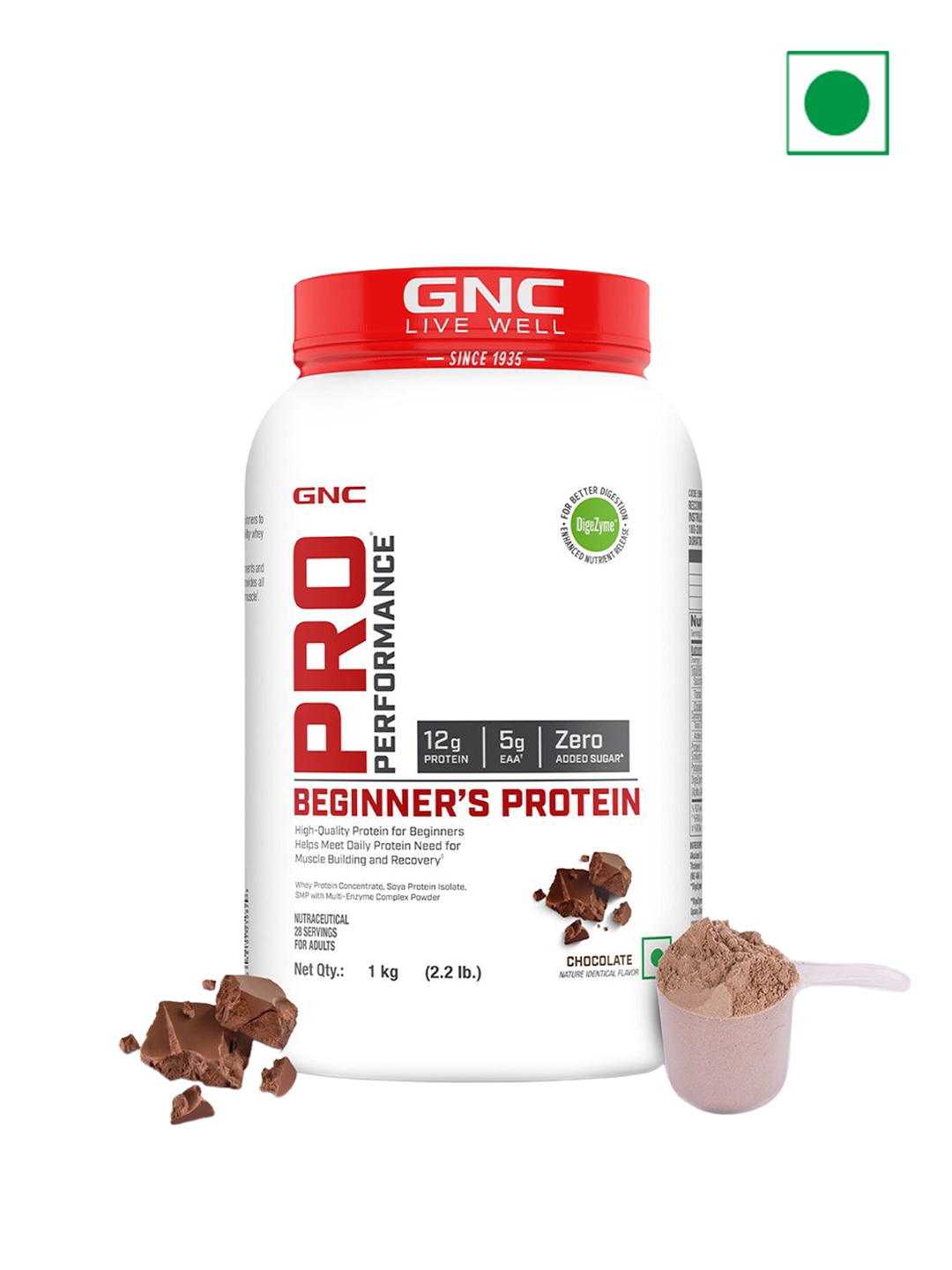 

GNC Pro Performance Beginners Chocolate Flavour Protein -1KG, White