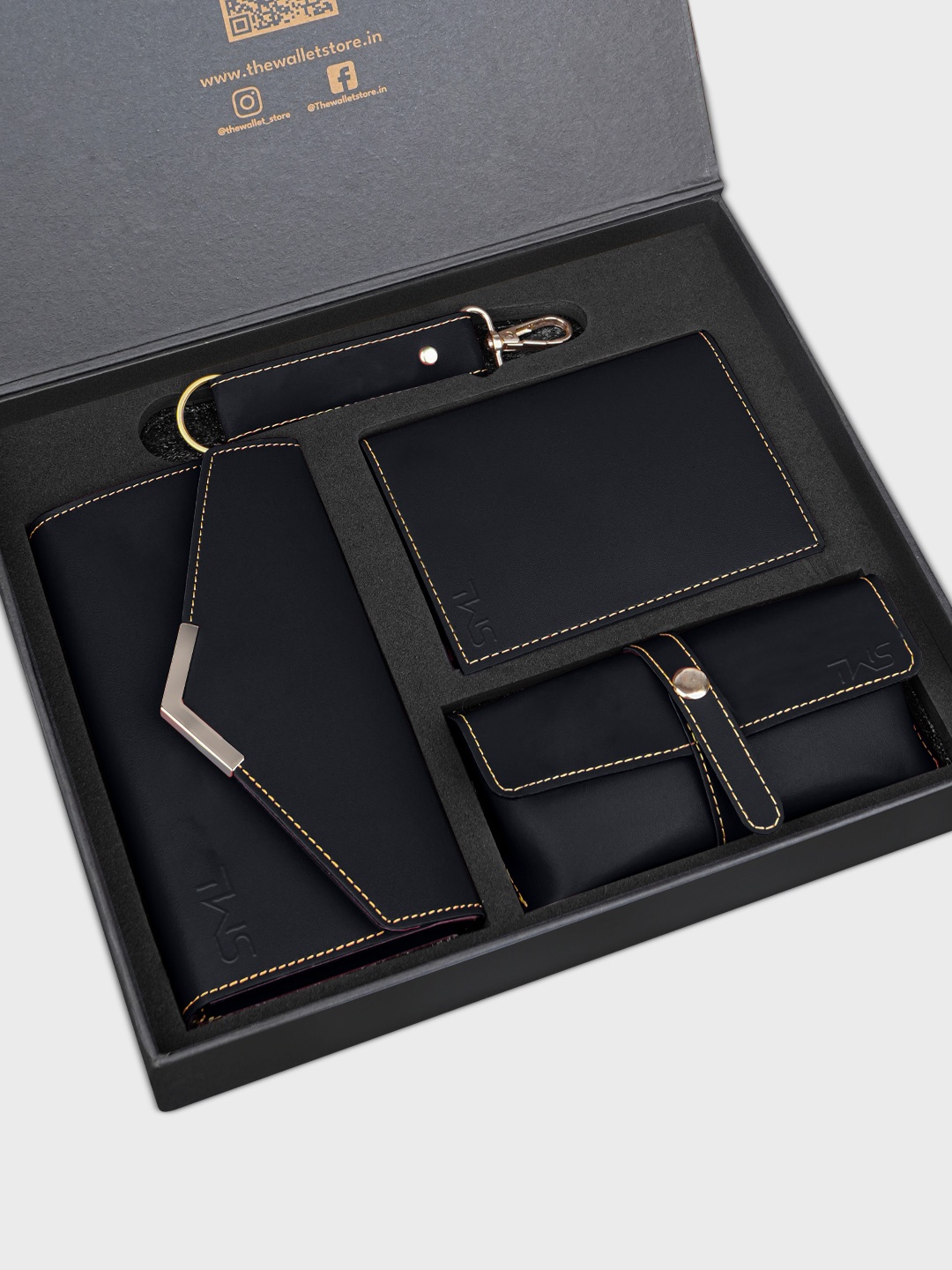 

The Wallet Store Textured Leather Accessory Gift Set, Black