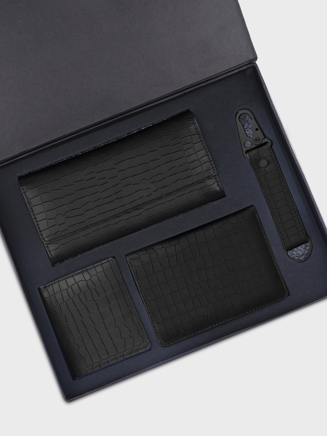 

The Wallet Store Set Of 4 Leather Accessory Gift Set, Black