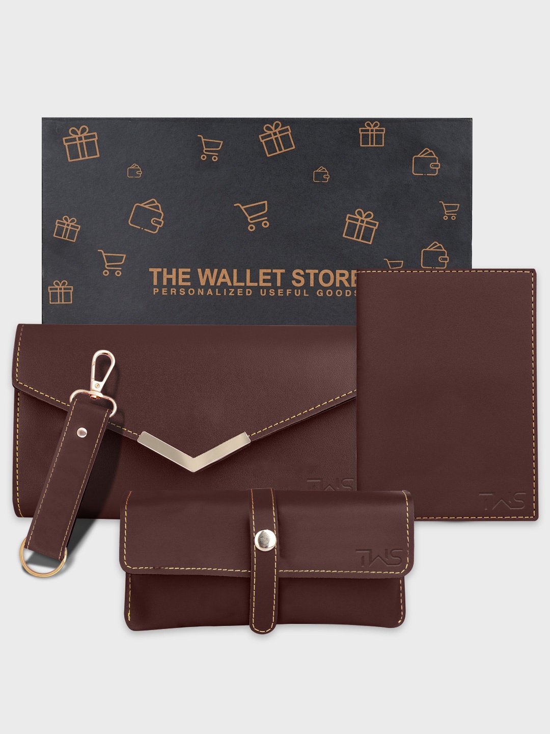 

The Wallet Store 4Pcs Accessory Gift Set, Brown