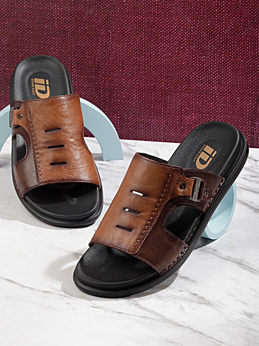 

ID Men Leather Comfort Sandals, Tan
