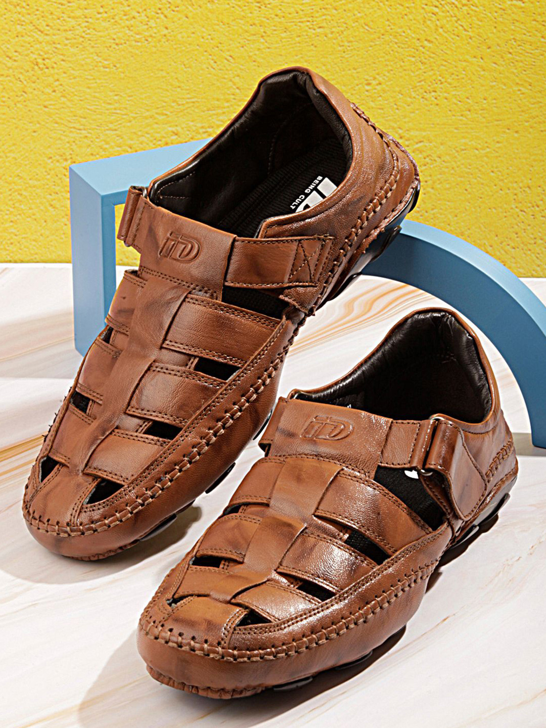 

ID Men Leather Comfort Sandals, Tan