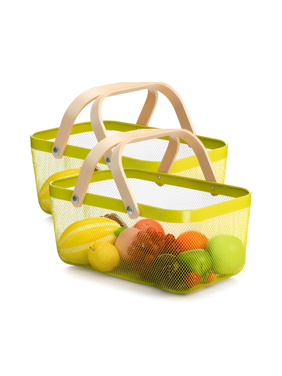 

UMAI Green & Beige 2 Pcs Metal Fruit & Vegetable Basket