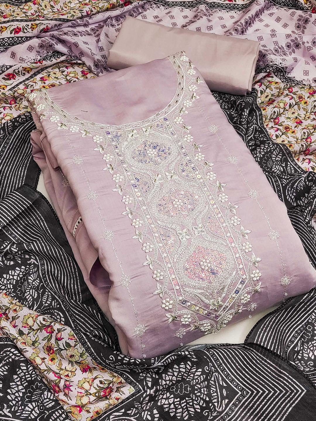 

Ishin Embroidered Unstitched Dress Material, Lavender