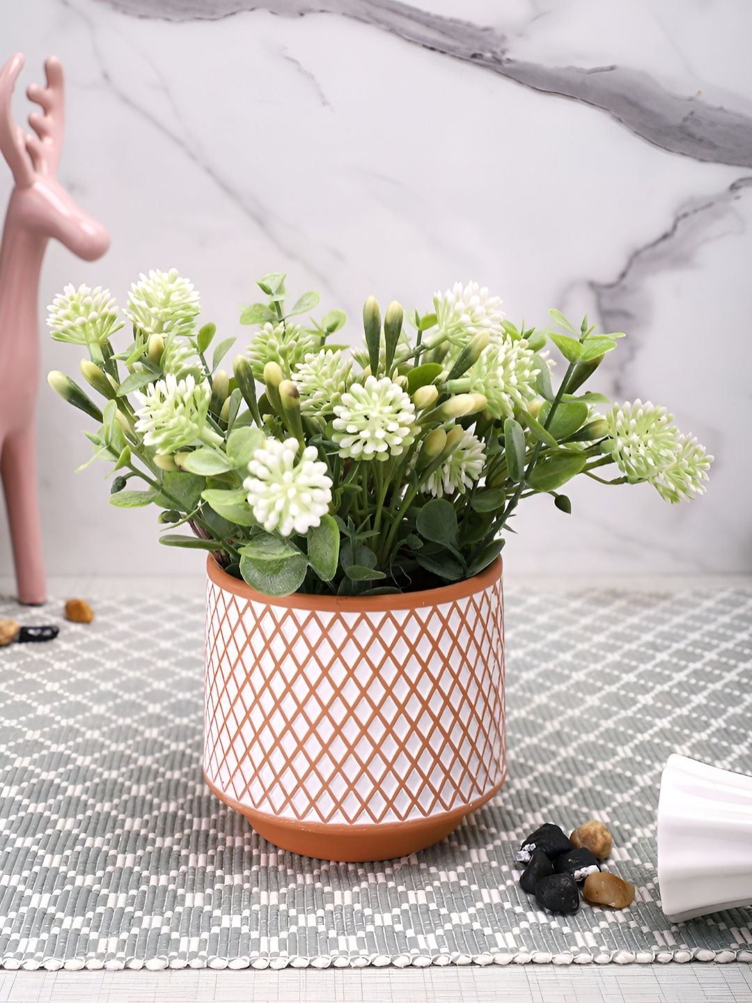 

TAYHAA White & Green Bonsai Artificial Plant With Pot