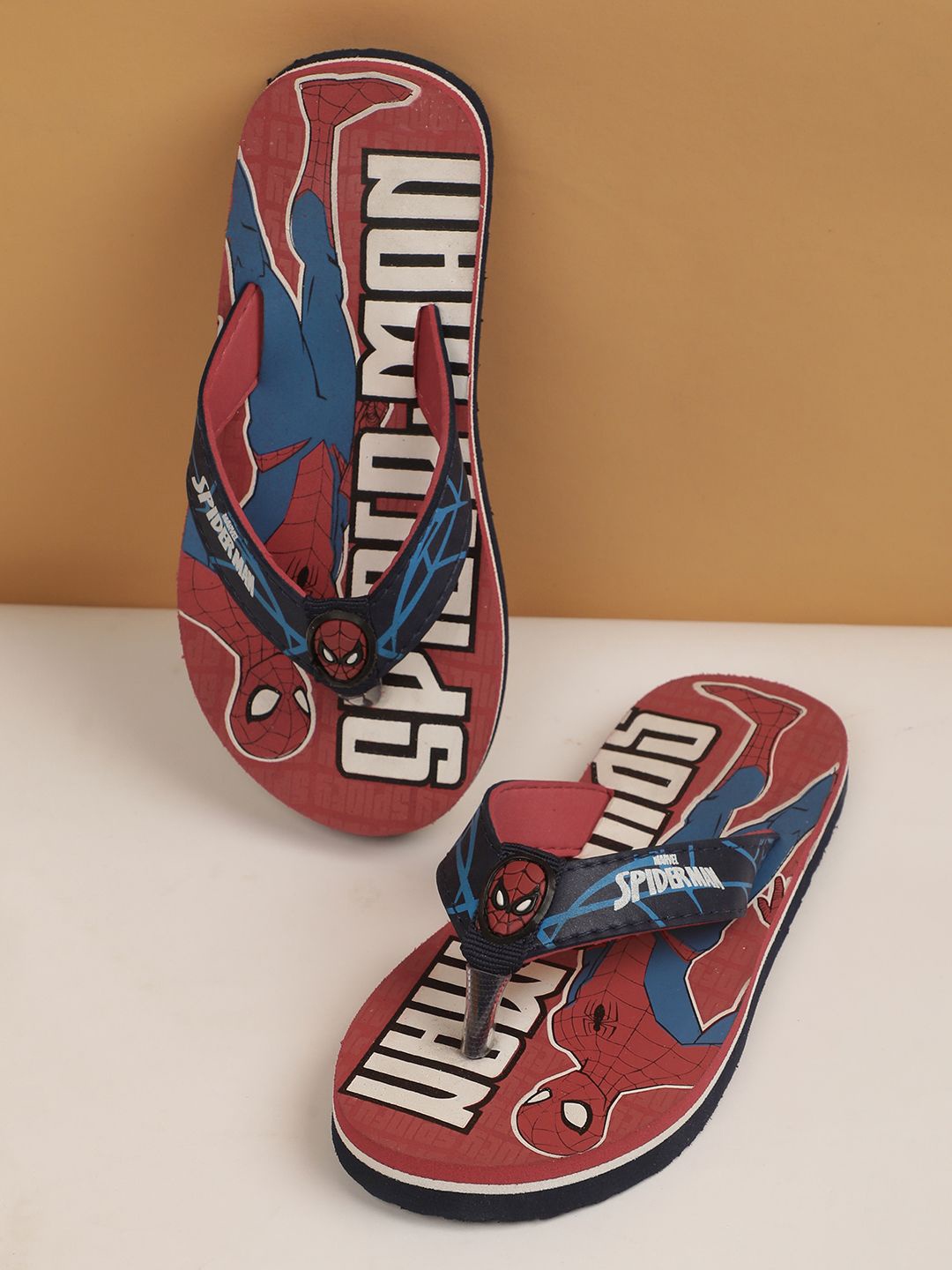 

Kids Ville Boys Spiderman Printed Thong Flip Flops, Red