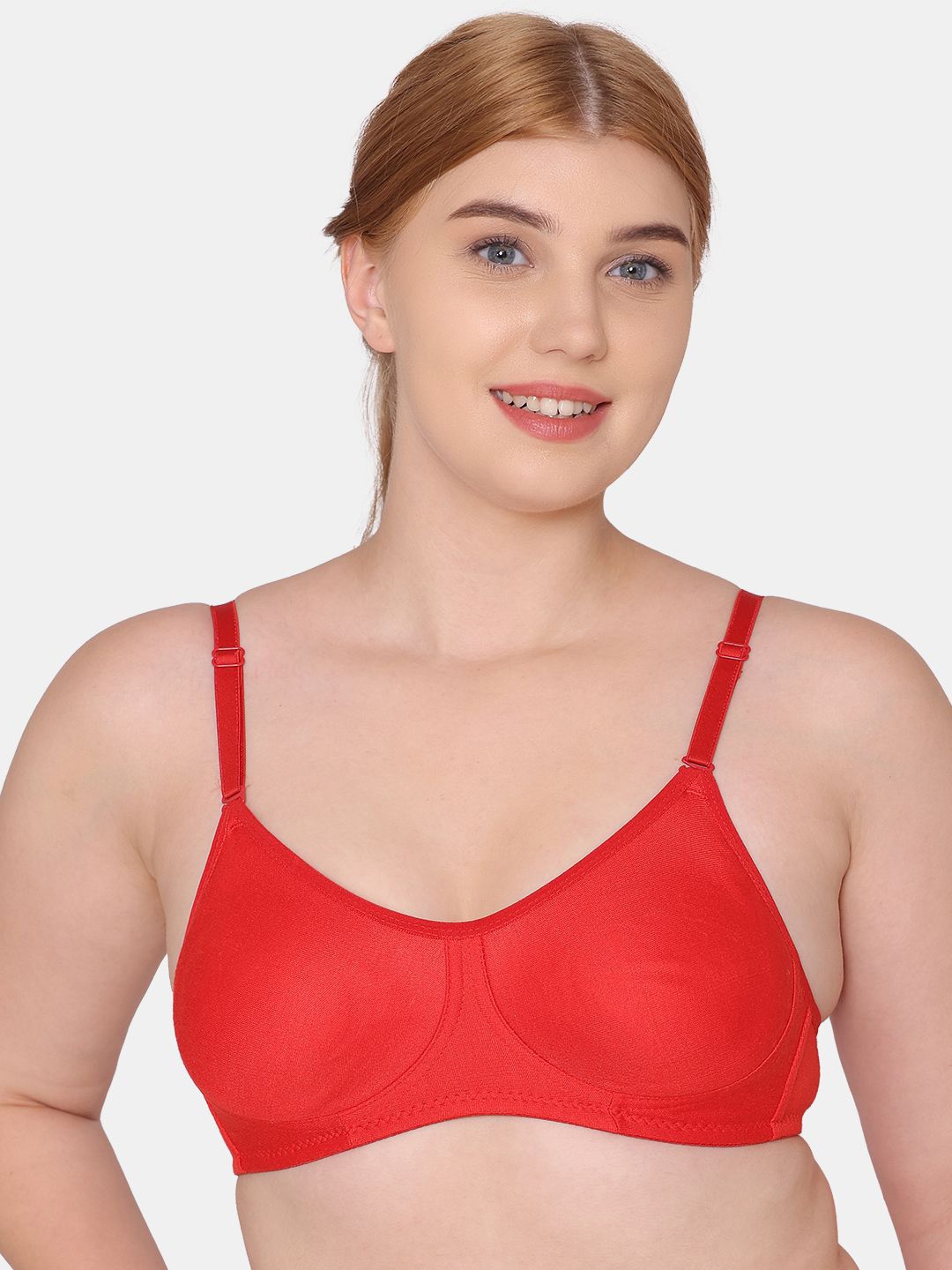 

KOMLI Full Coverage Lightly Padded Cotton T-shirt Bra With All Day Comfort, Red