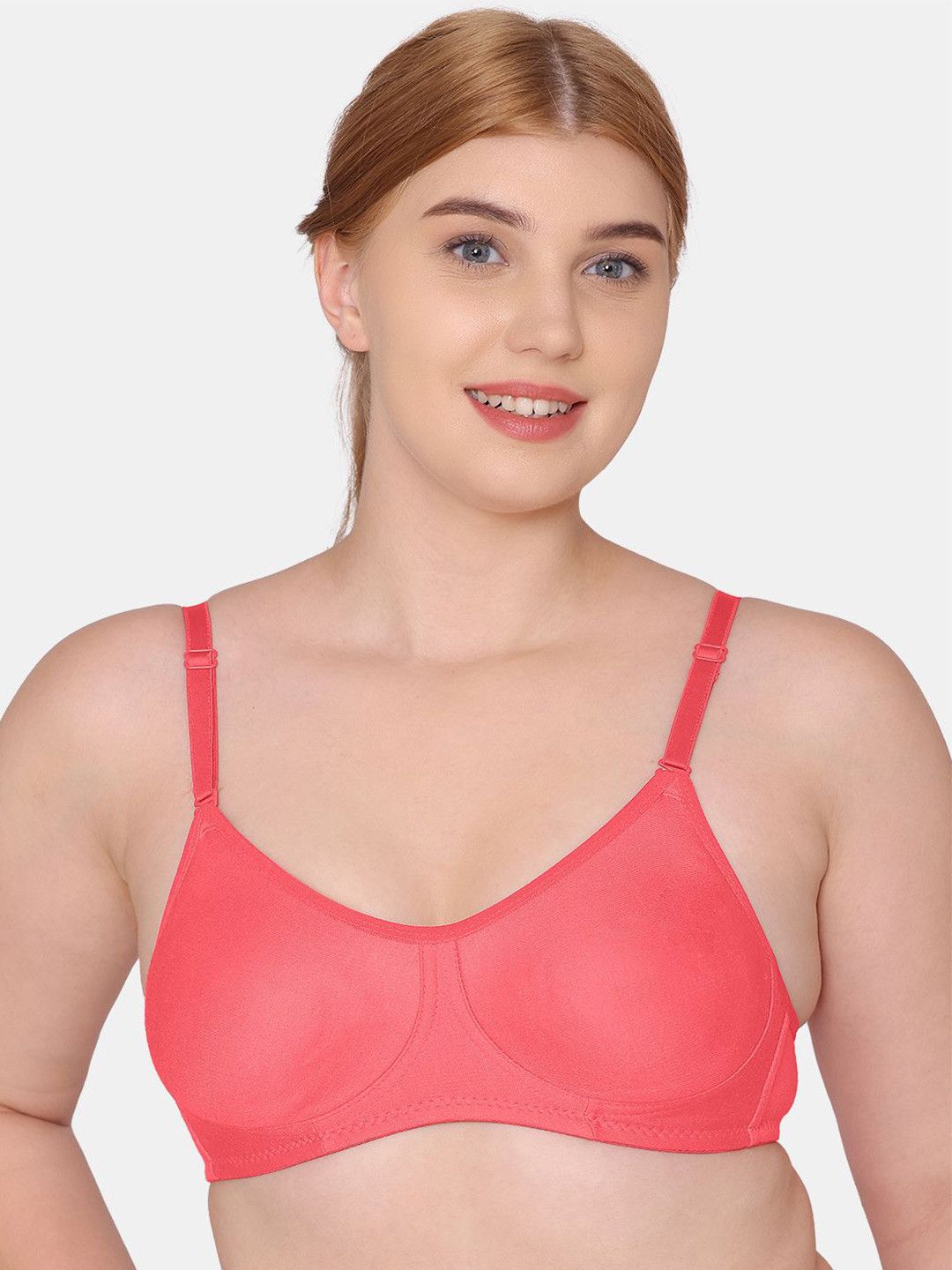 

KOMLI Full Coverage Lightly Padded T-Shirt Bra With All Day Comfort, Coral