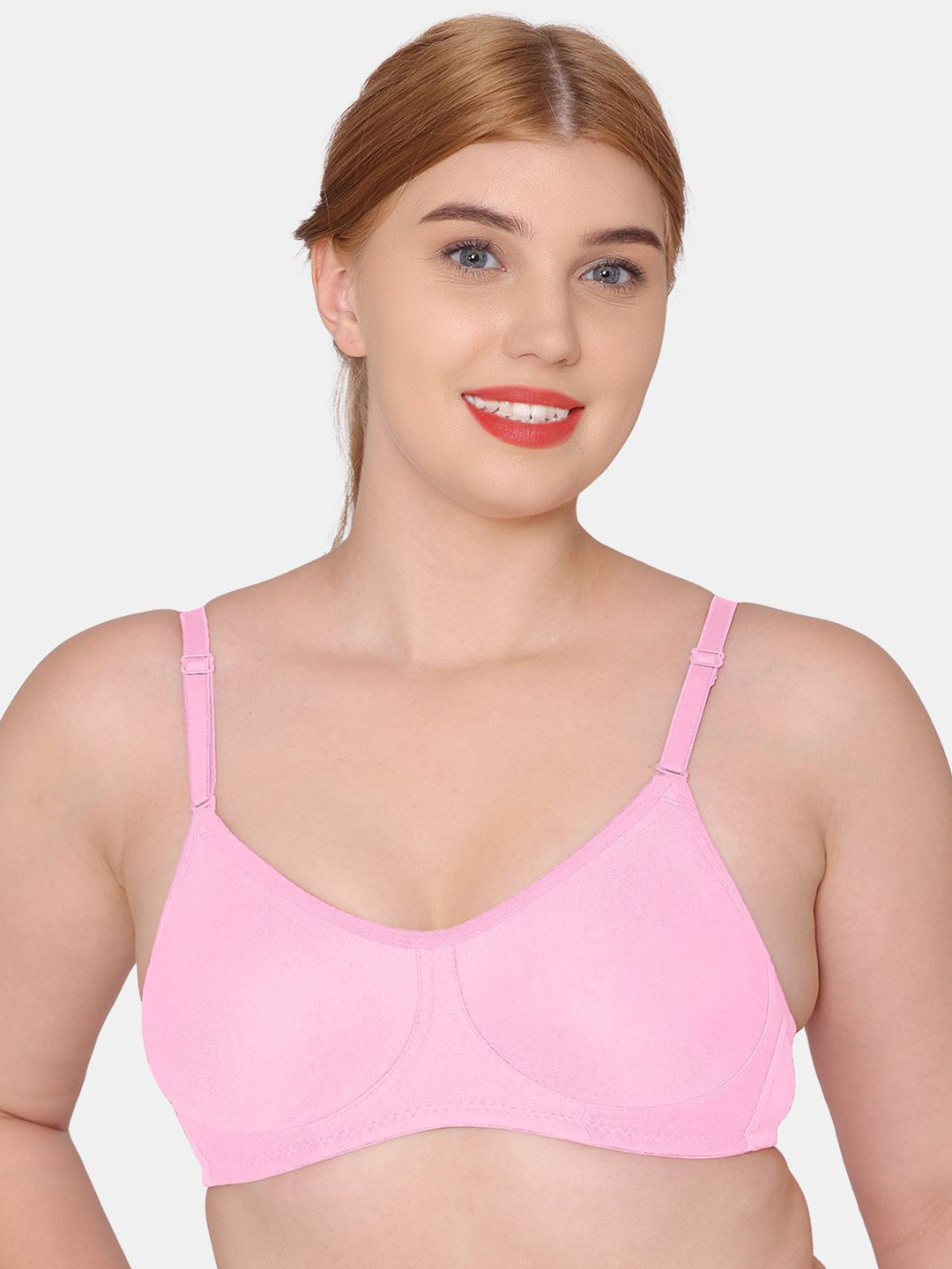

KOMLI Full Coverage Lightly Padded Cotton T-shirt Bra With All Day Comfort, Pink