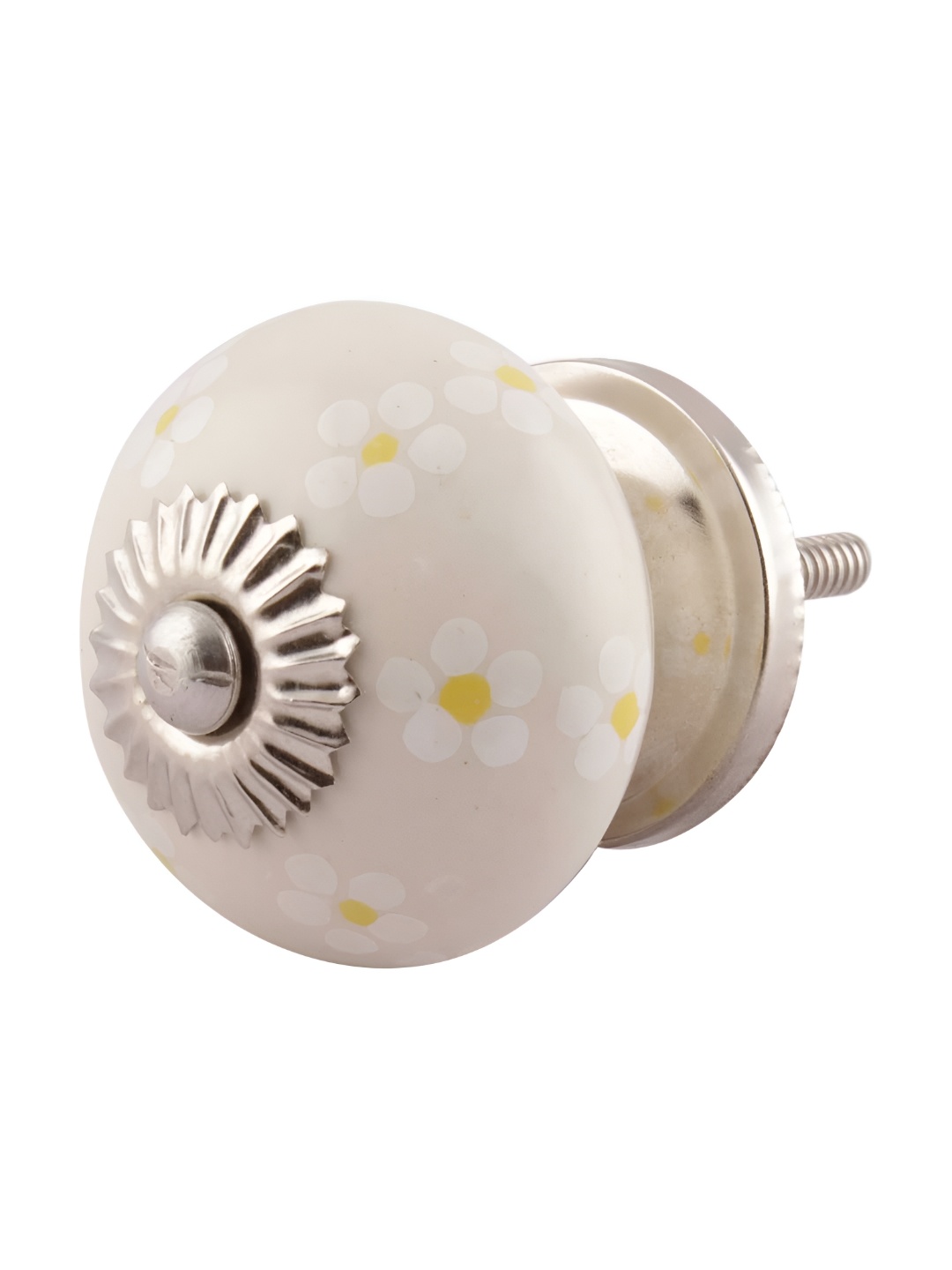

Indianshelf Cream 6 Pieces Tiny Flower Ceramic Wardrobe Knobs