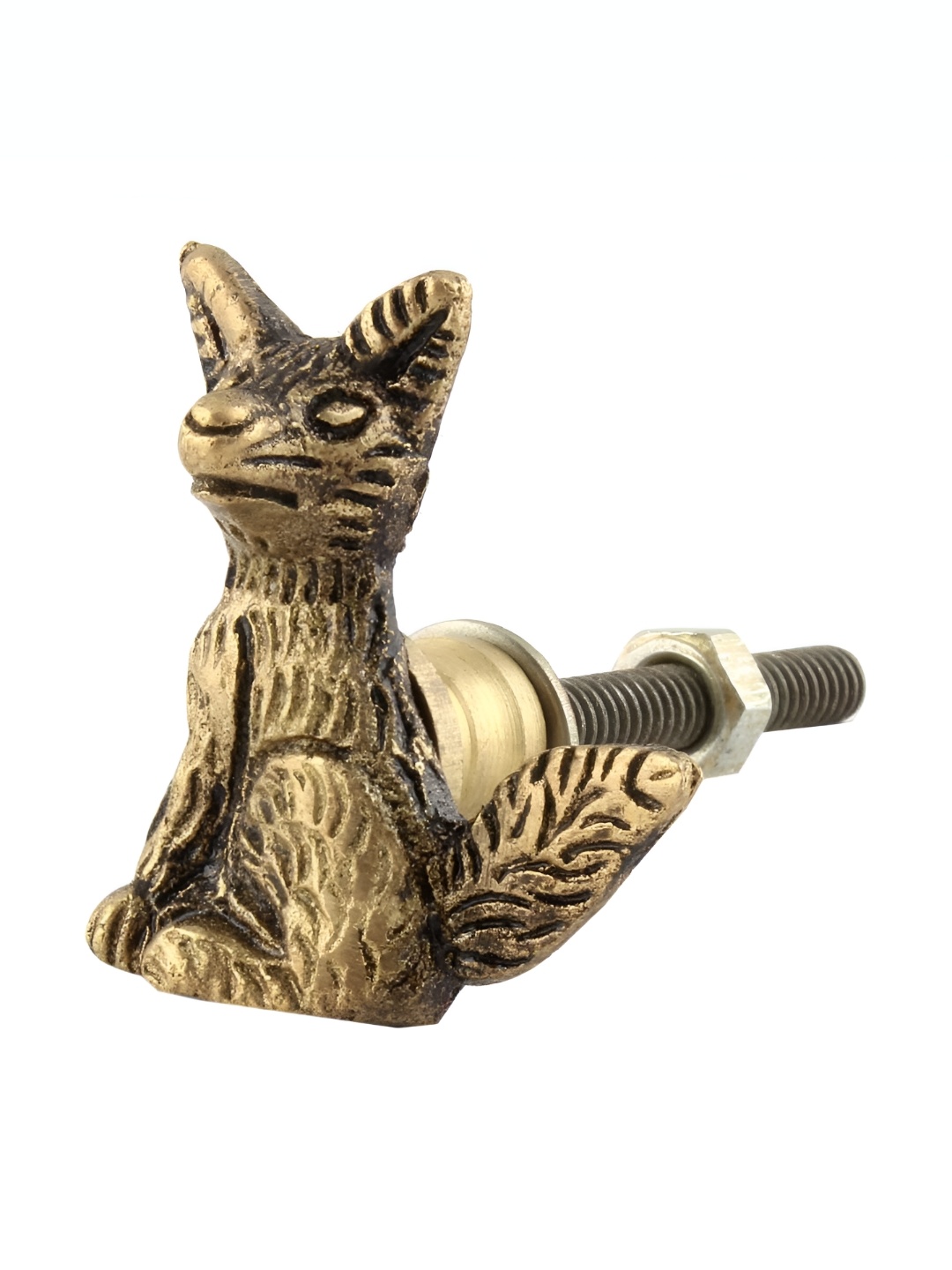 

Indianshelf Gold Toned 6 Pieces Brass Fox Dresser Knob
