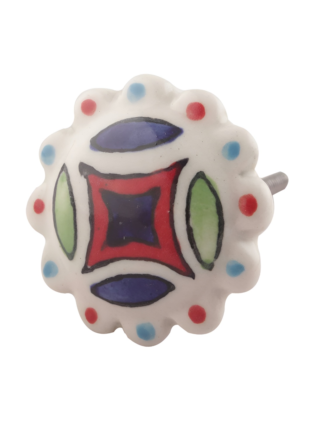 

Indianshelf White & Blue 6 Pieces Floral Dresser Knobs
