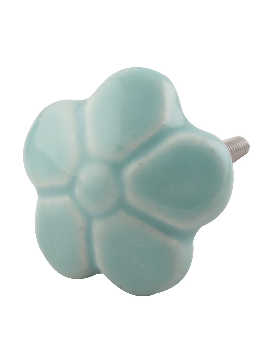 

Indianshelf 6-Pcs Sea Green Flower Ceramic Knobs