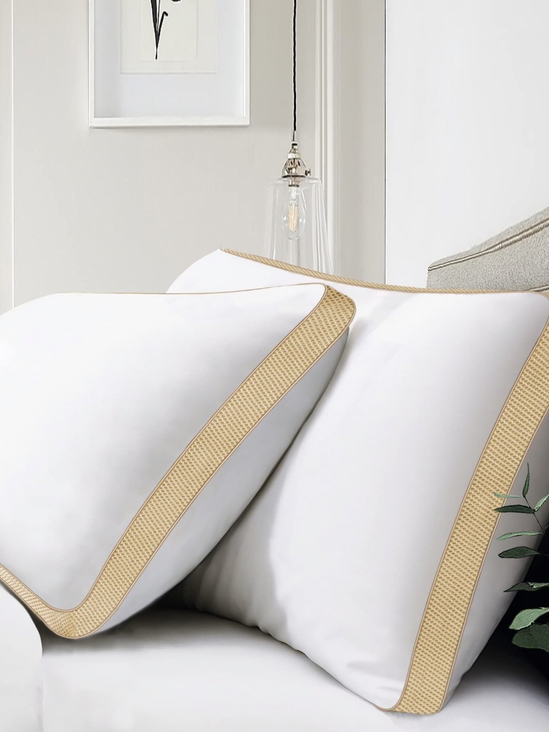 

Homerz White & Brown 2 Pcs Fibre Breathable Sleep Pillows