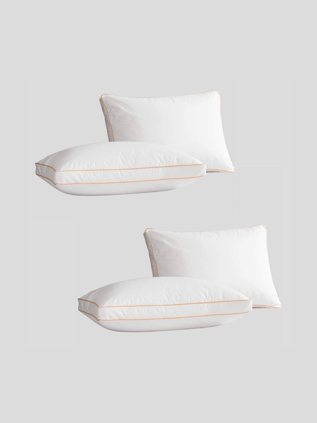 

Homerz White & Orange 4 Pcs Fibre Breathable Sleep Pillows