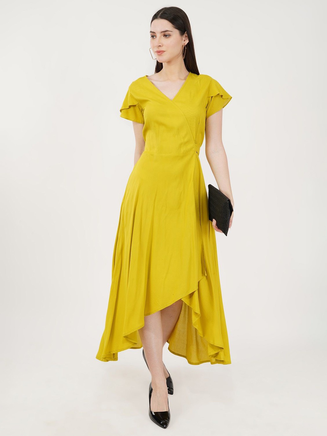 

Sonnesta V Neck Cotton Fit & Flare Midi Dress, Mustard