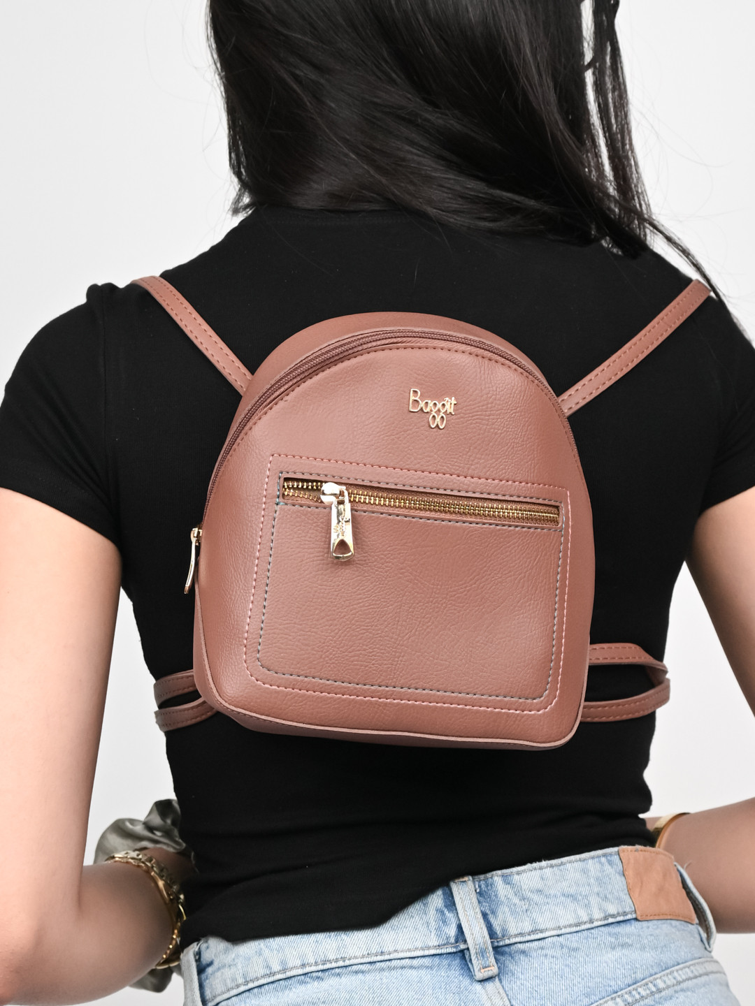 

Baggit Women Brand Logo PVC Backpack, Brown