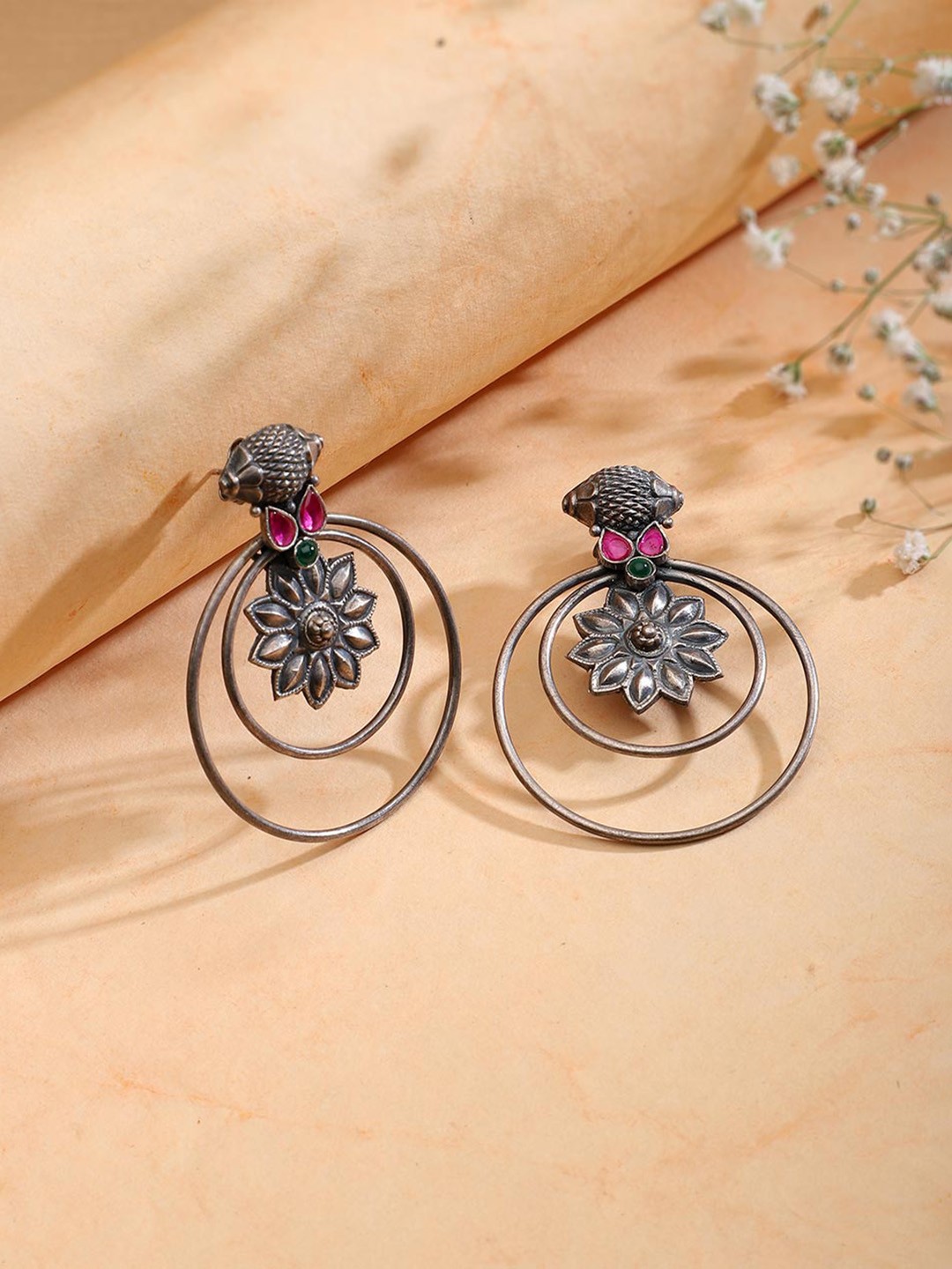 

Fabindia Oxidised Drop Earrings, Silver