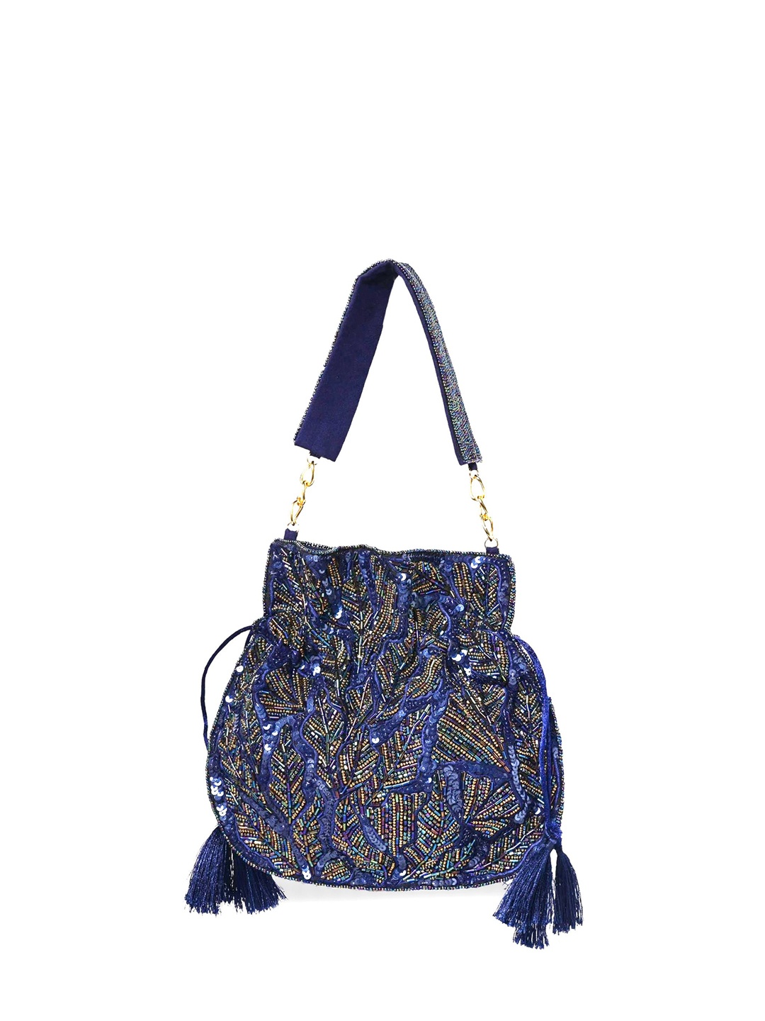 

MARKQUES Embellished Potli Clutch, Blue