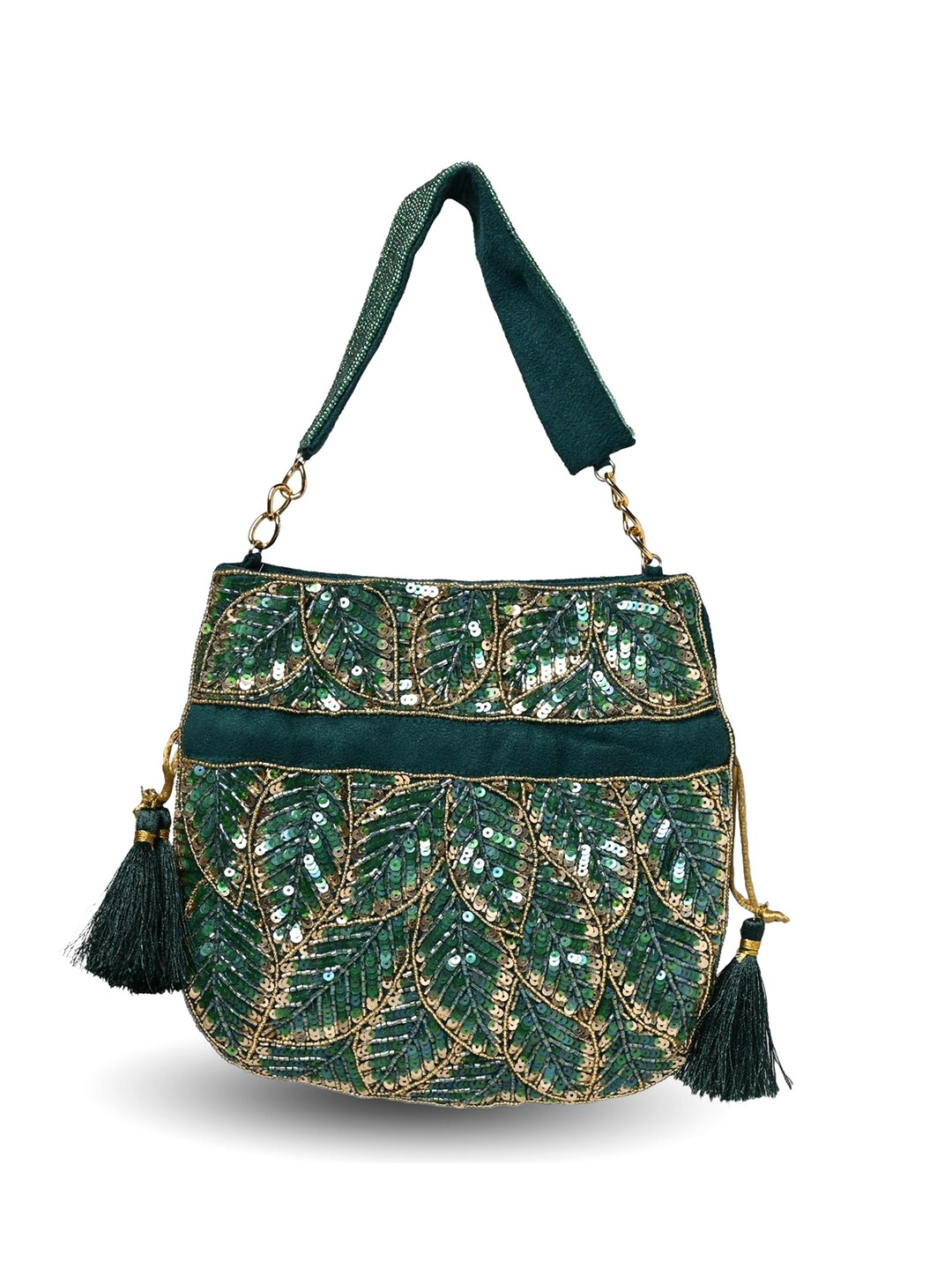 

MARKQUES Embellished Potli Clutch, Green