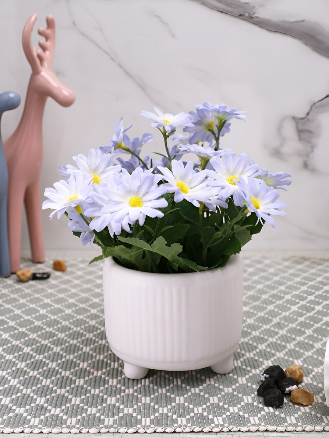 

TAYHAA Lavender Coloured & White Daisy Artificial Plant With Pot