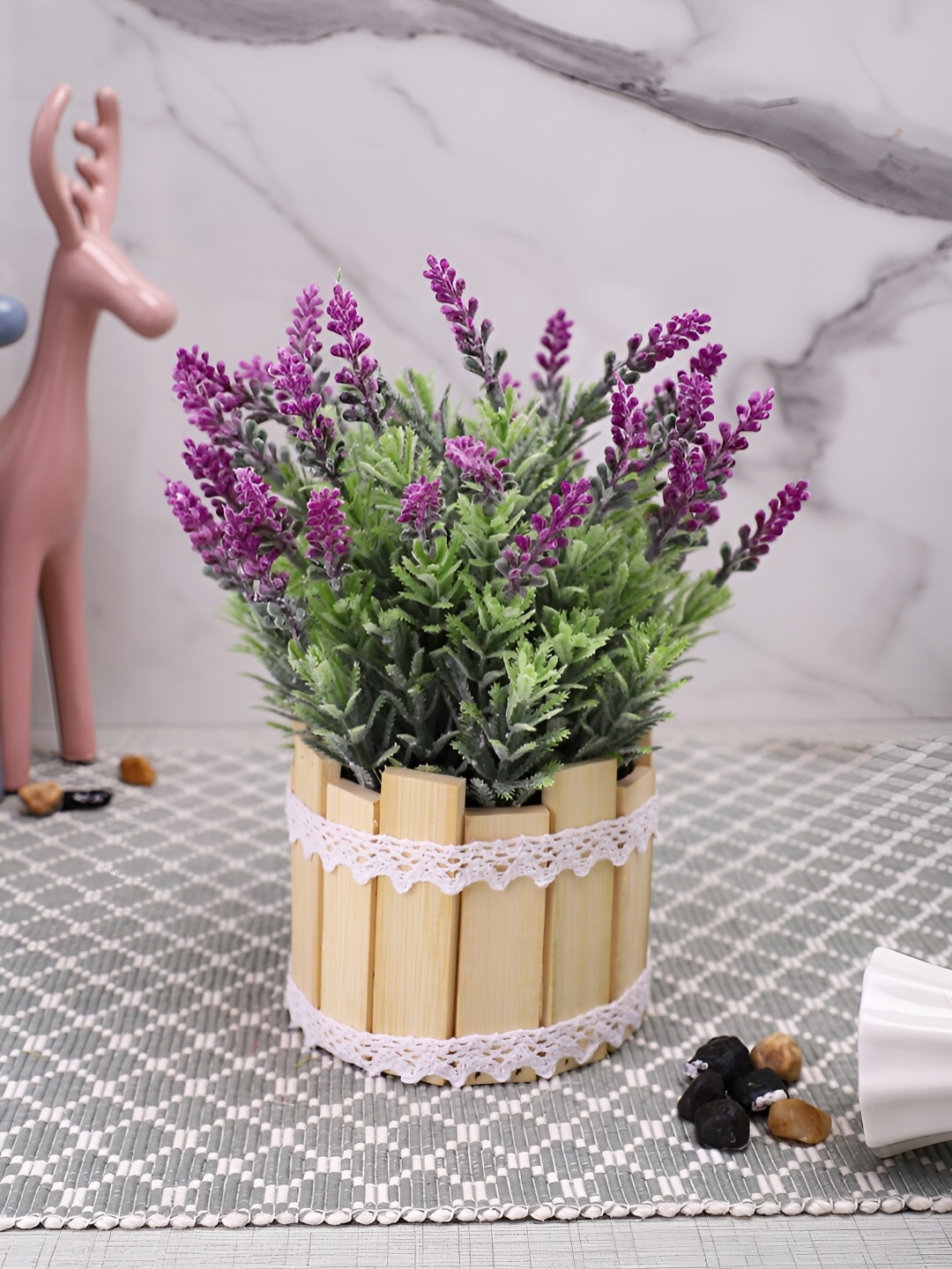 

TAYHAA Purple & Green Lavender Artificial Flower With Pot