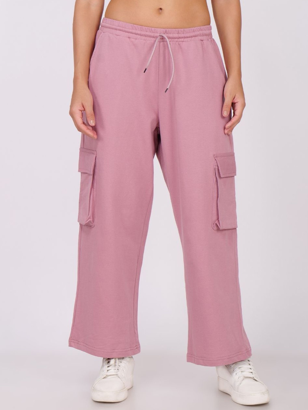 

FLURR Women Smart Mid-Rise Cotton Travel Features Regular Trousers Trousers, Rose gold