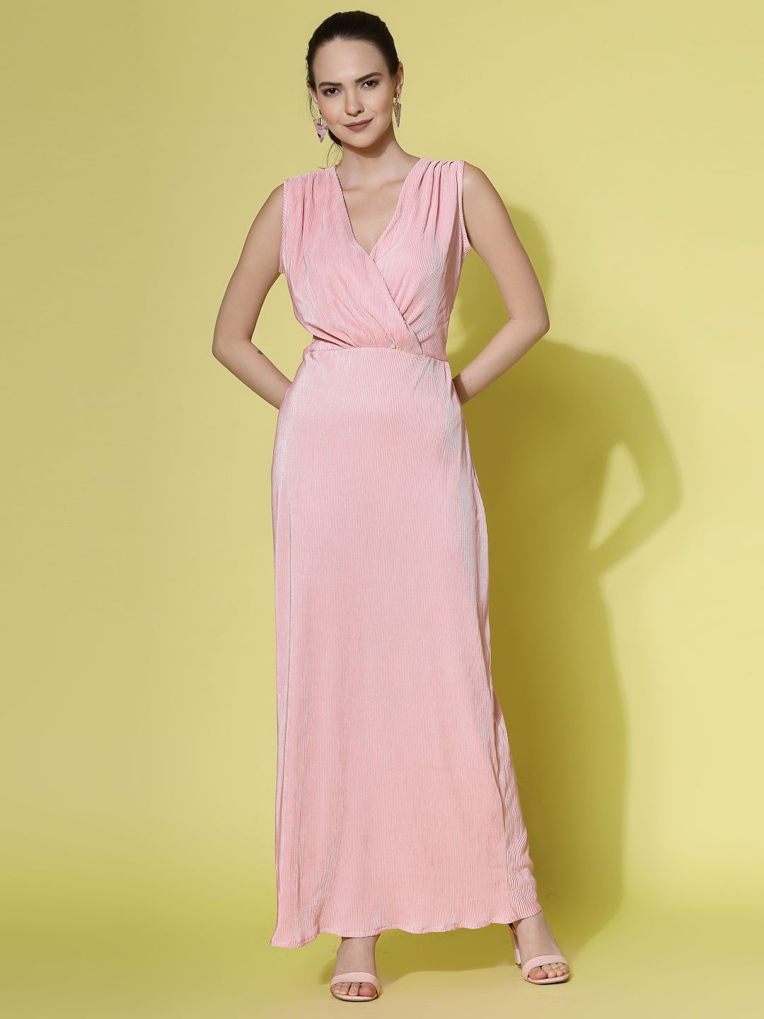 

BAESD V-Neck Sleeveless Straight Maxi Dress, Pink