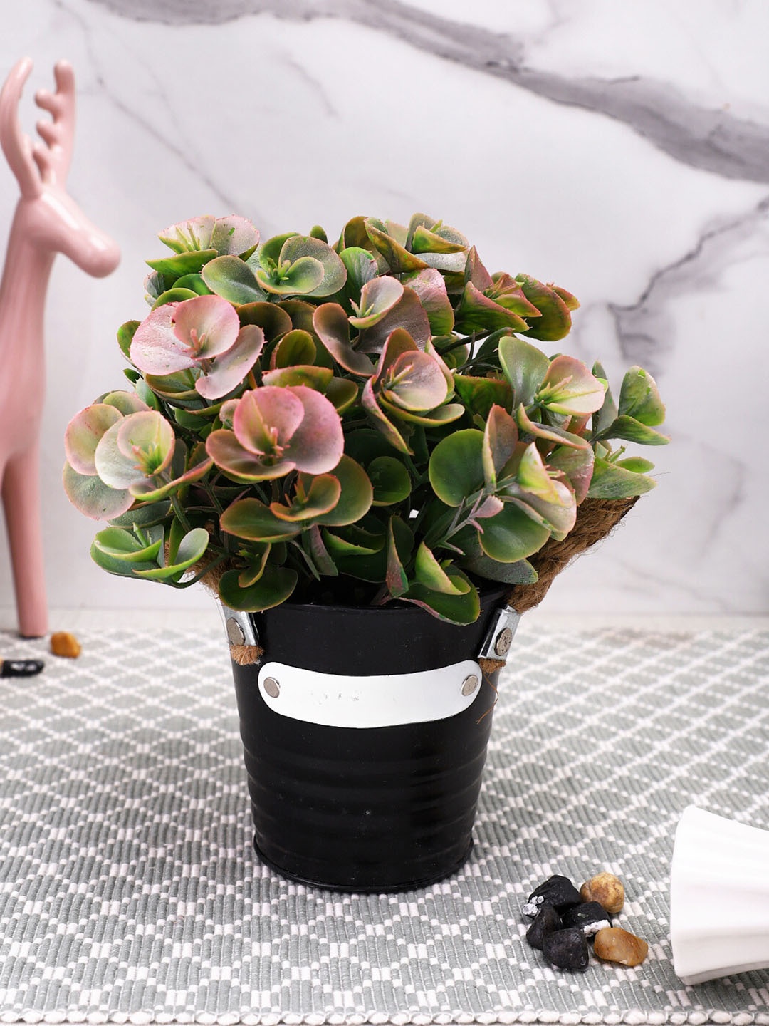 

TAYHAA Green & Black Eucalyptus Artificial Plant With Pot