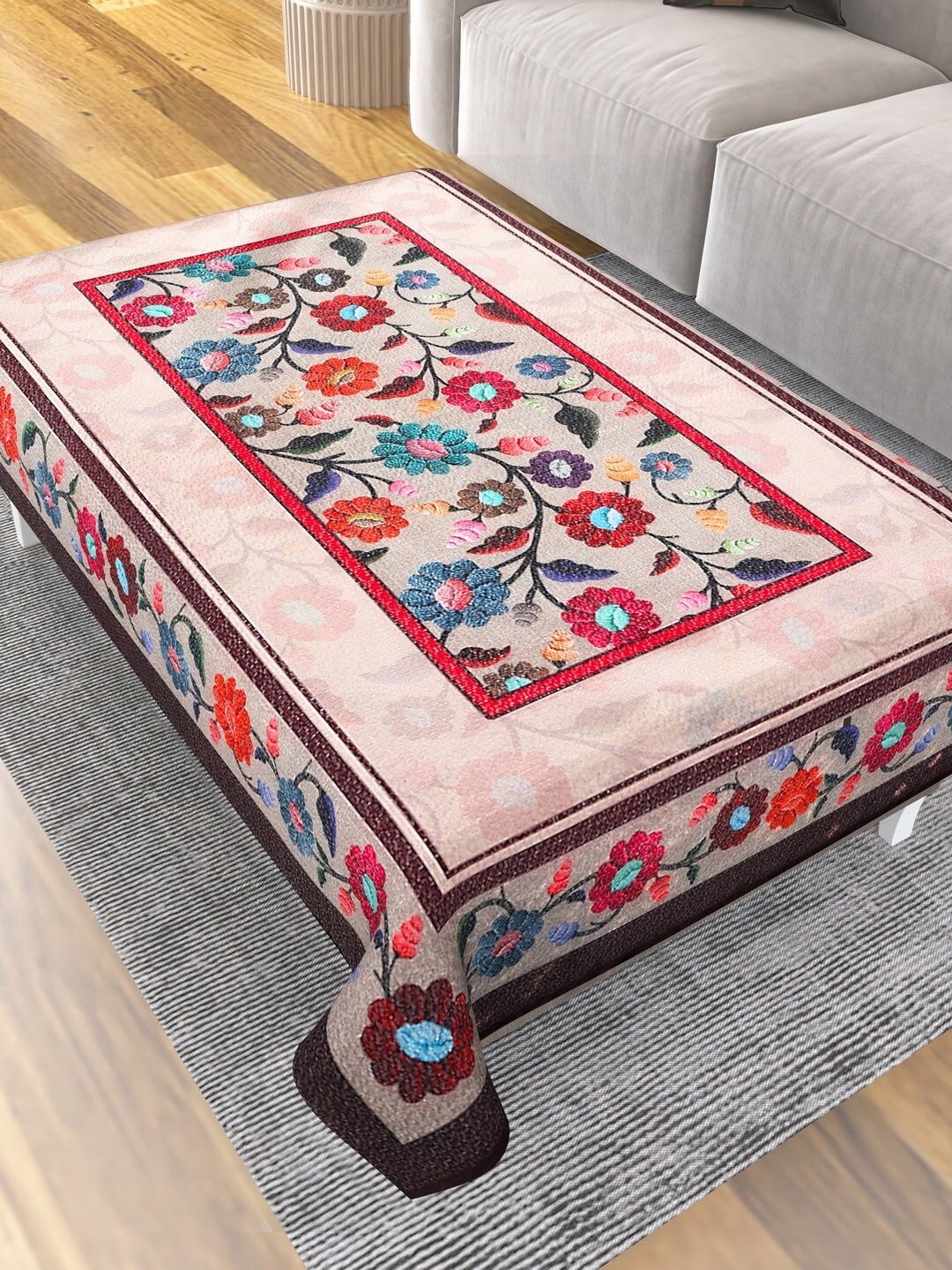 

Aura Beige Floral Printed 2 Seater Rectangle Table Cover