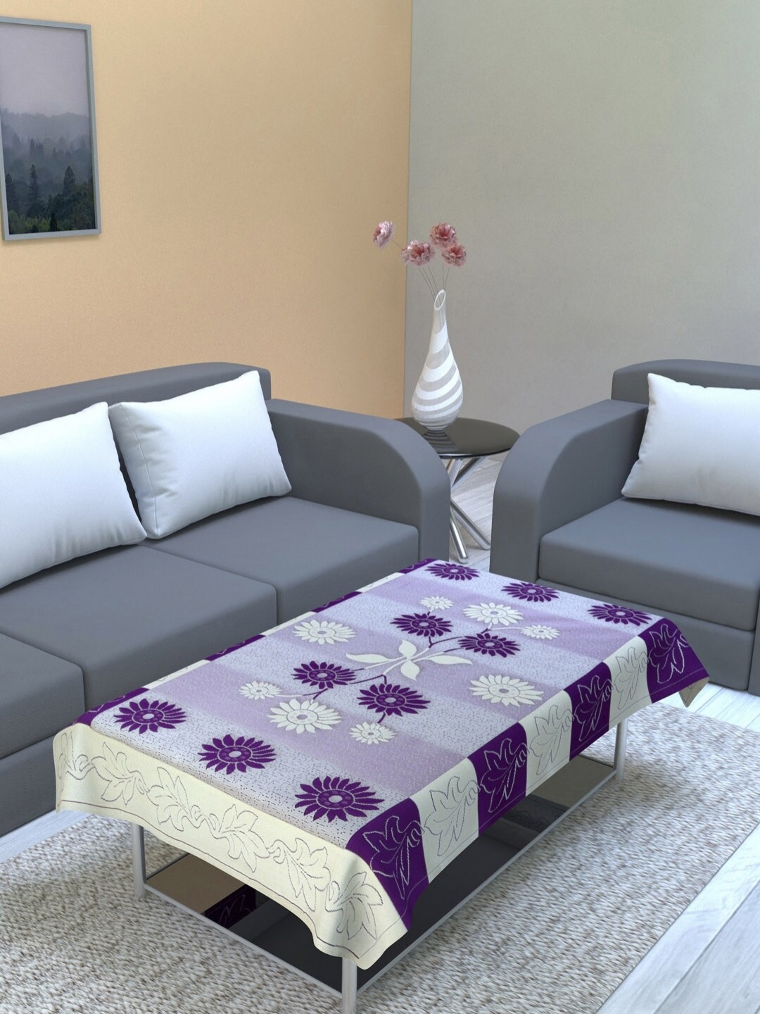 

Aura Purple Floral Printed 2 Seater Rectangle Table Cover