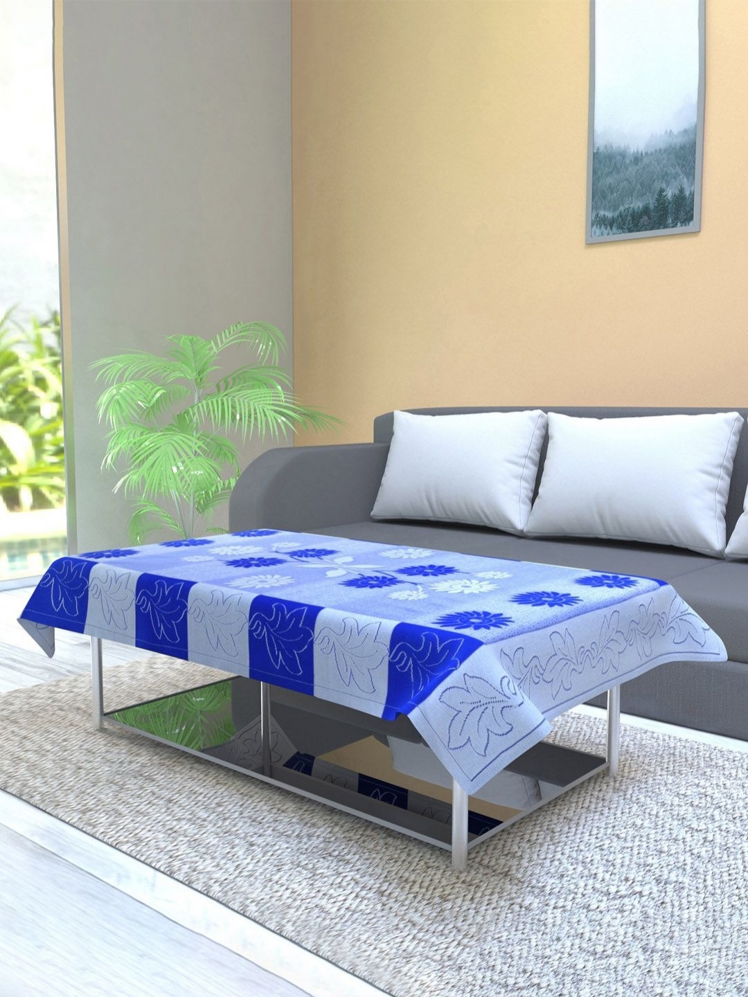 

Aura Blue & White Ethnic Motifs Printed Rectangle Table Cover