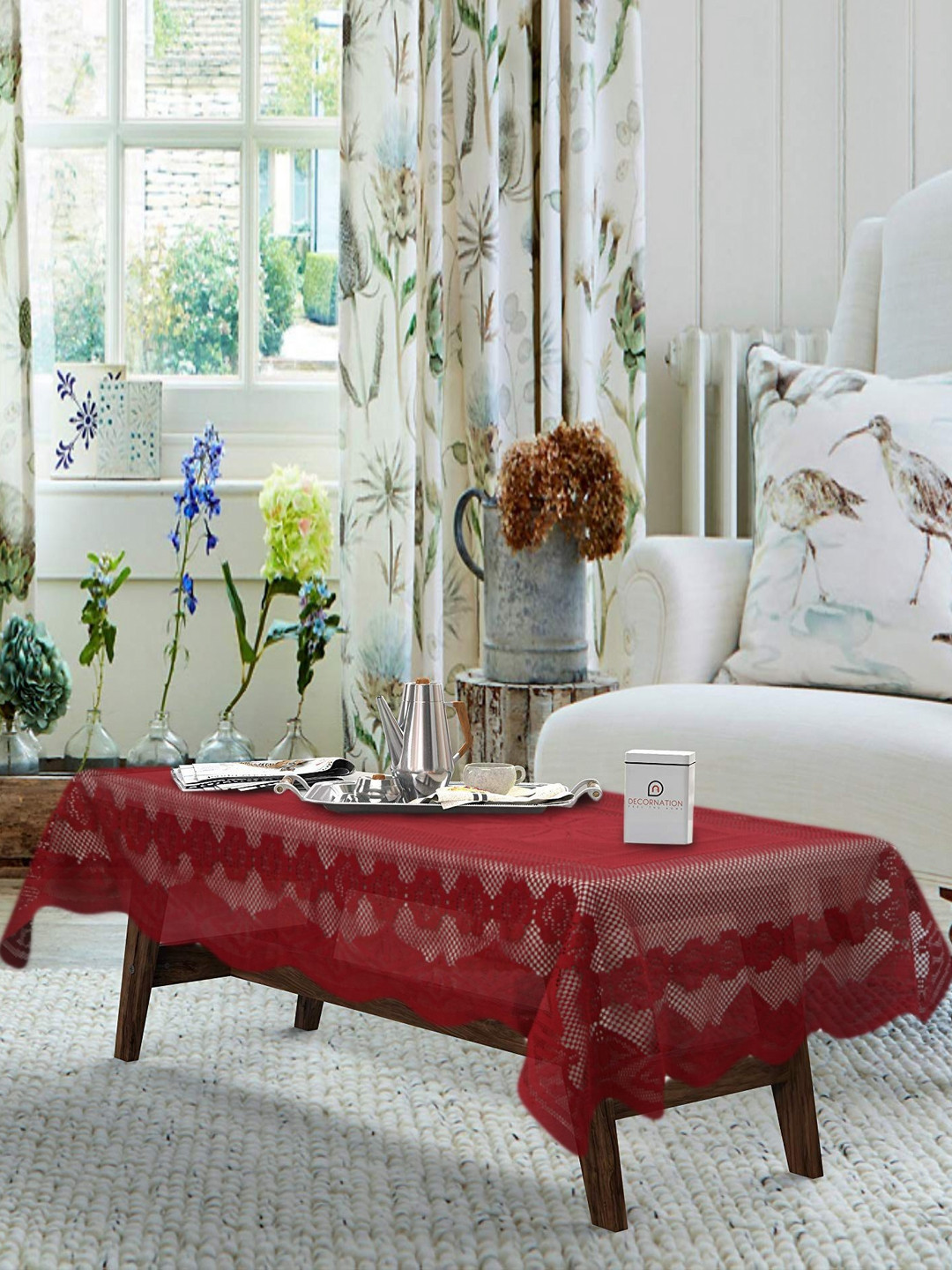 

Aura Maroon Self Design Rectangle Table Cover