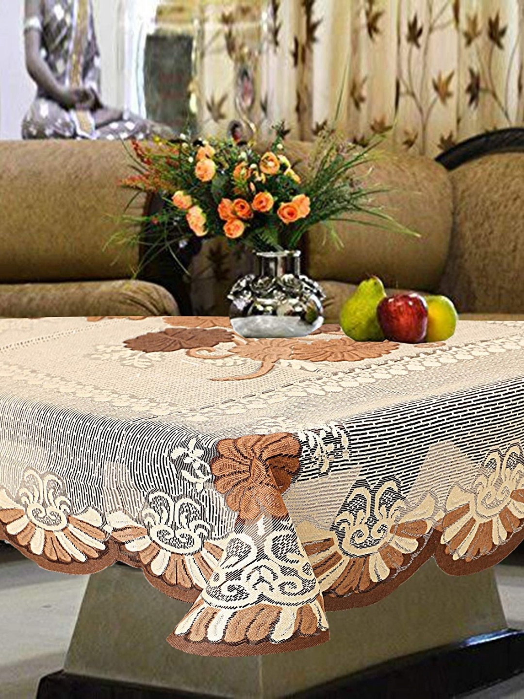 

Aura Brown Ethnic Motifs Printed 2 Seater Rectangle Table Cover