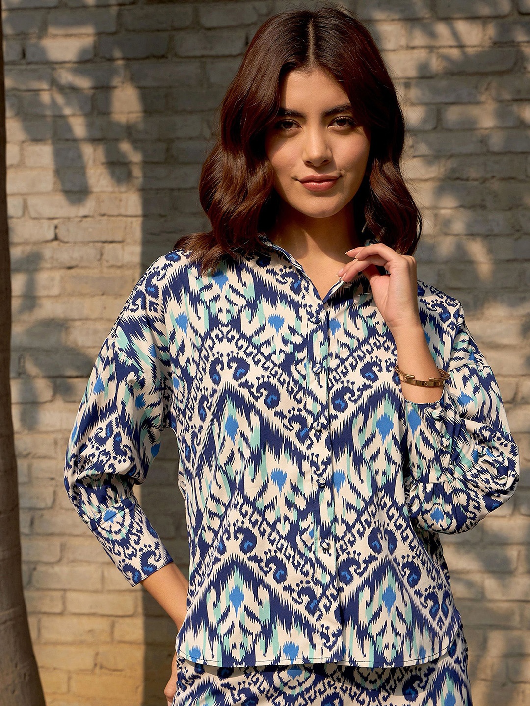 

RARE Ethnic Motif Printed Casual Shirt, Navy blue