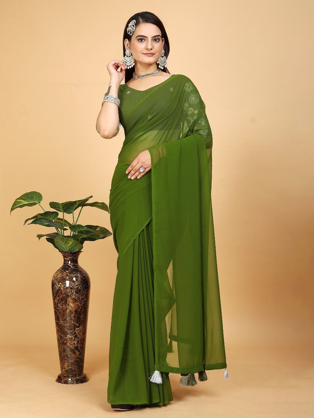 

K 5 Fashion Saree, Olive