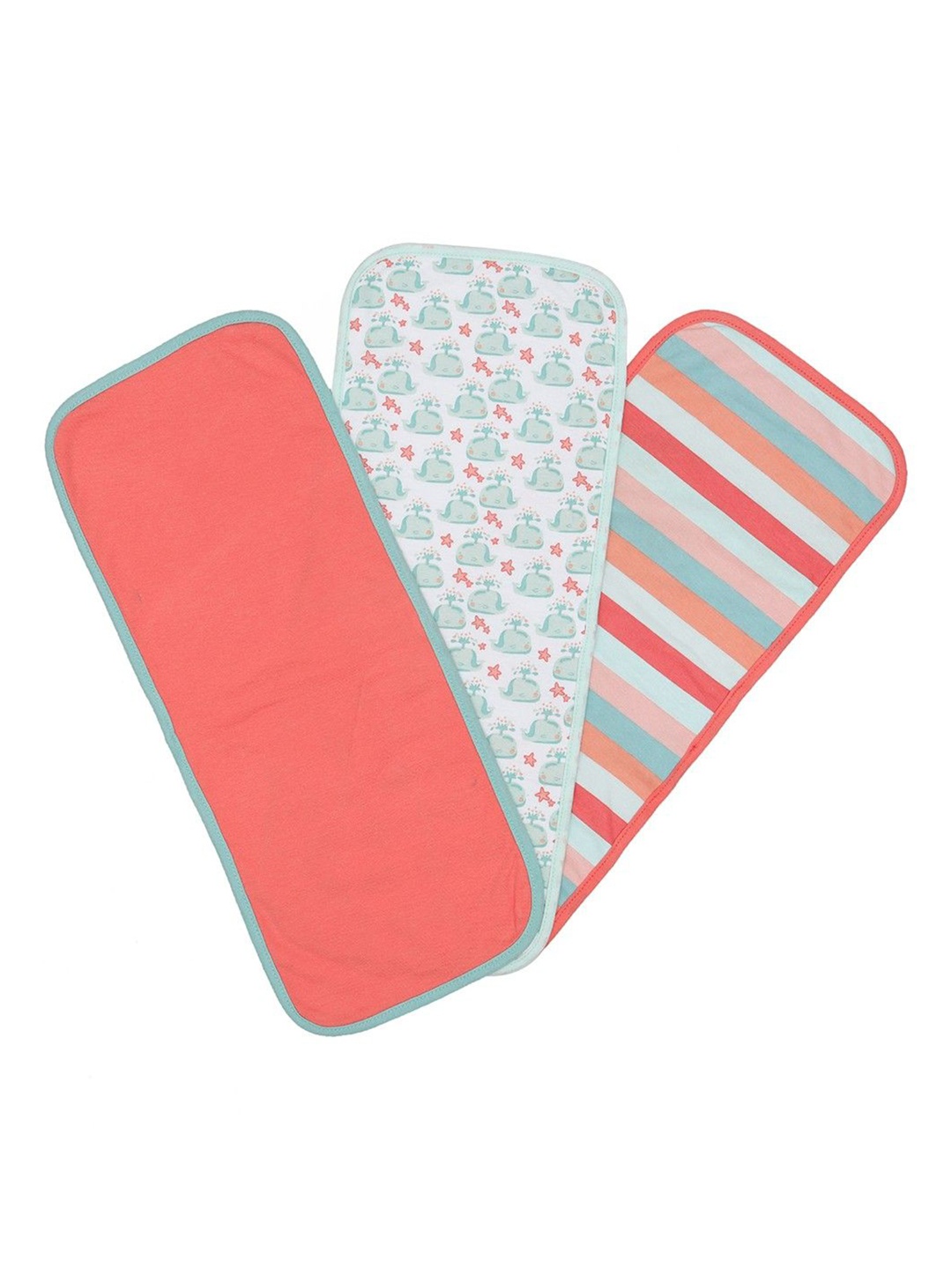 

MiArcus Pack Of 3 Printed Cotton Baby Burp Cloth, Coral
