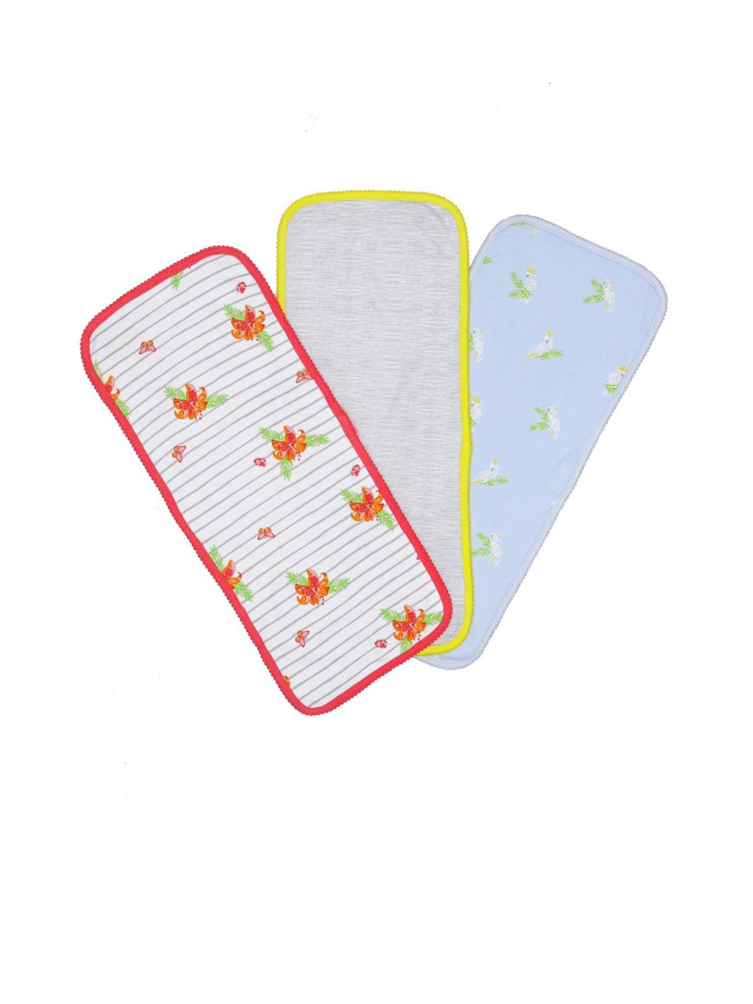 

MiArcus Pack Of 3 Printed Cotton Baby Burp Cloth, White
