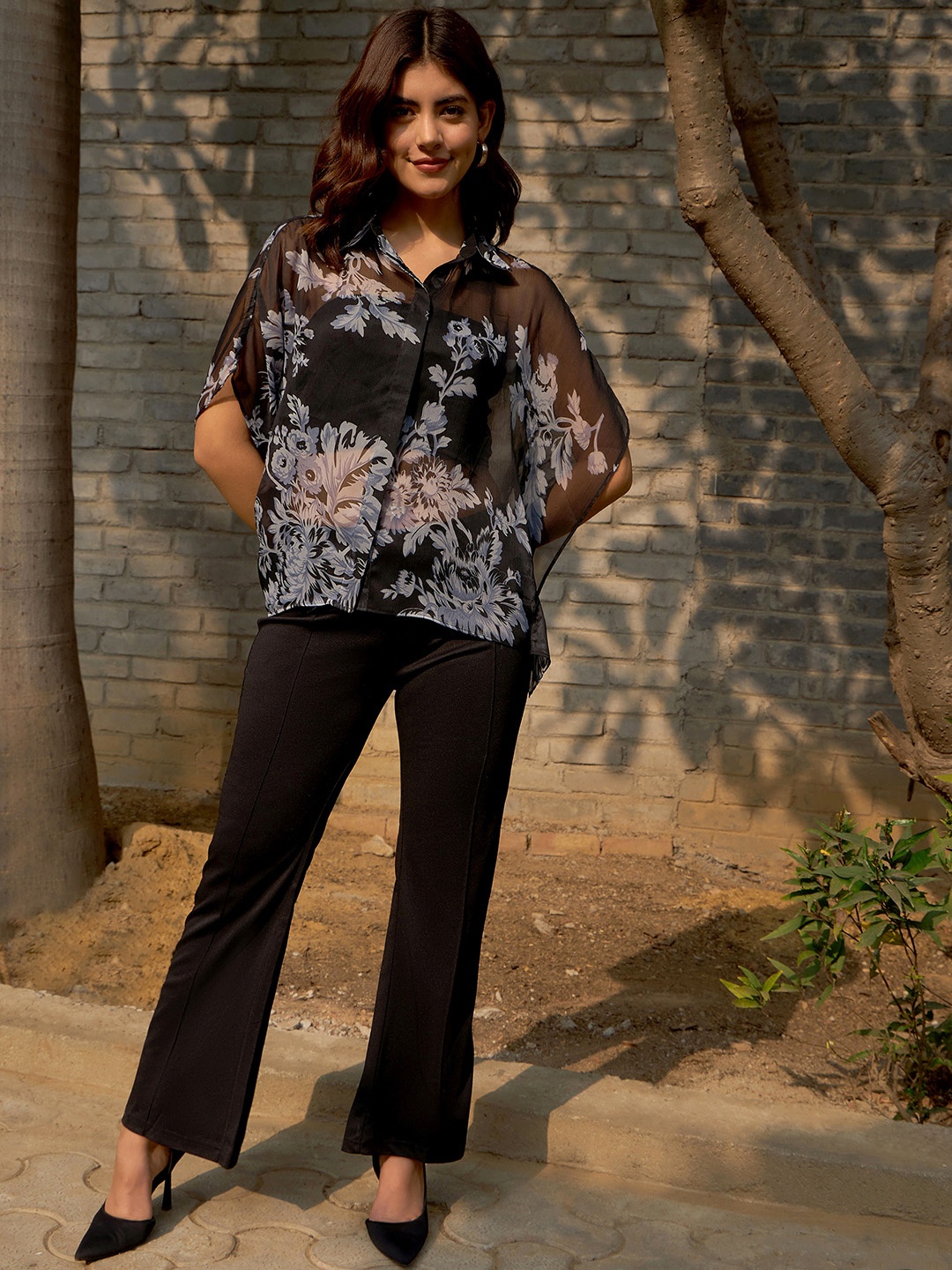 

RARE Black Floral Printed Shirt With Trouser