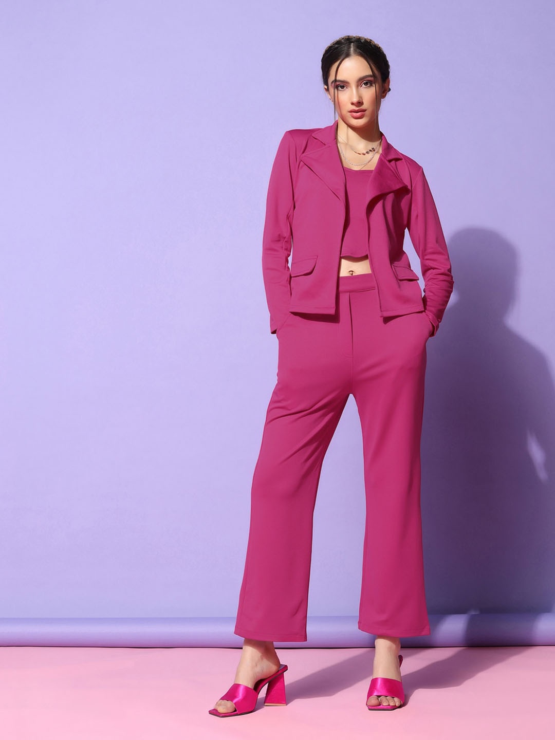 

Fashion FRICKS Cuban Collar Top & Trouser, Pink