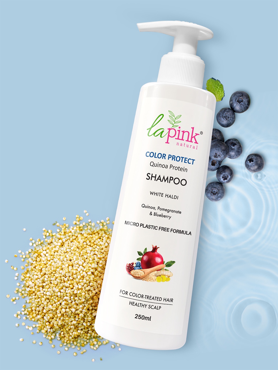 

La Pink Lemon Ginger Paraben Free Anti-Dandruff Shampoo with Bhringraj for Dry Scalp-250ml, White