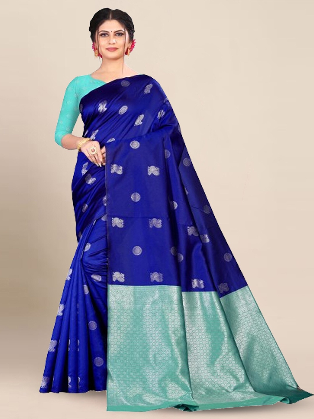 

Aldwych Woven Design Zari Banarasi Saree, Blue