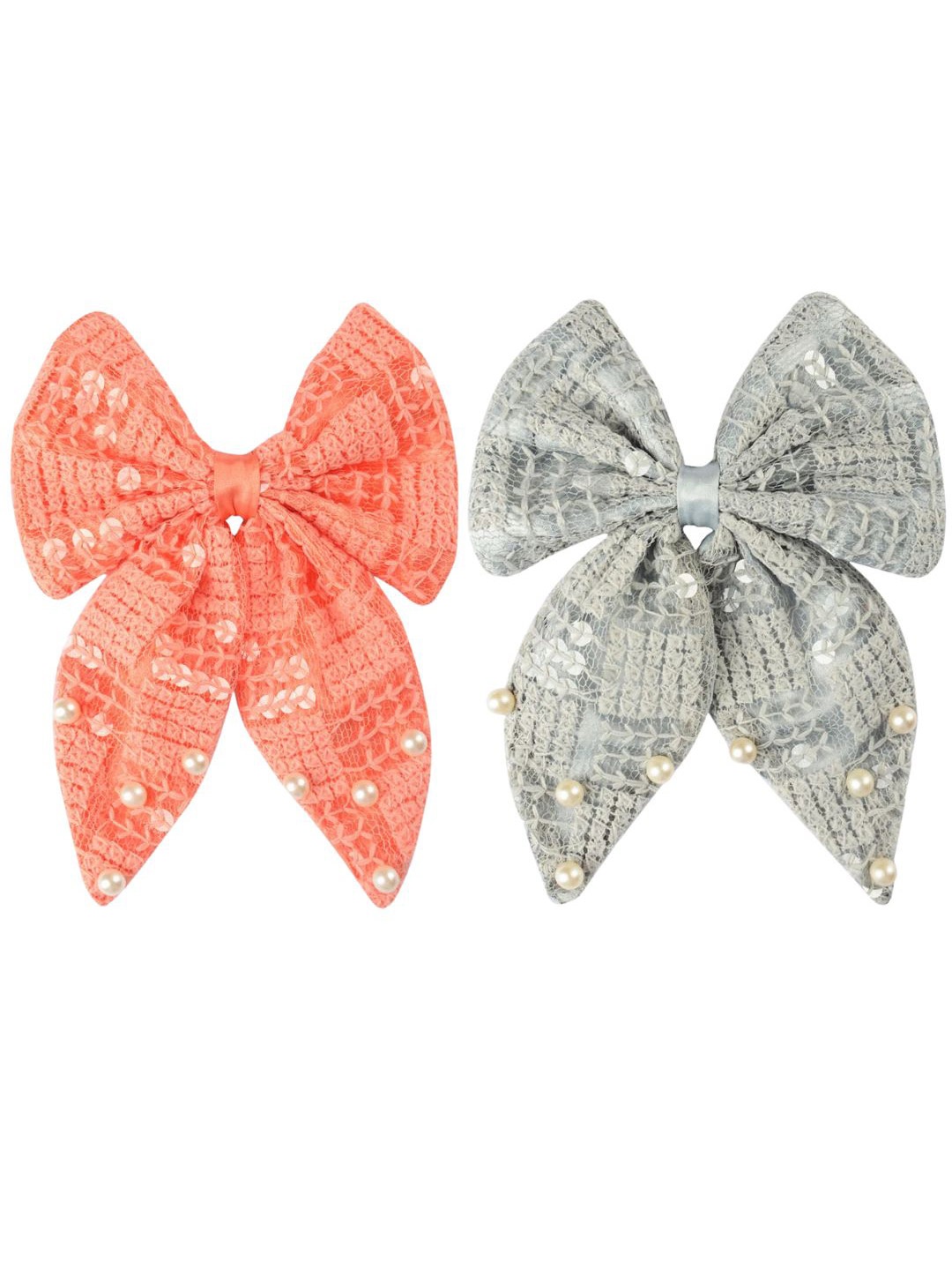 

Radhu & Kabby Women Set Of 2 Embellished Alligator Hair Clip Hair Accessory, Peach