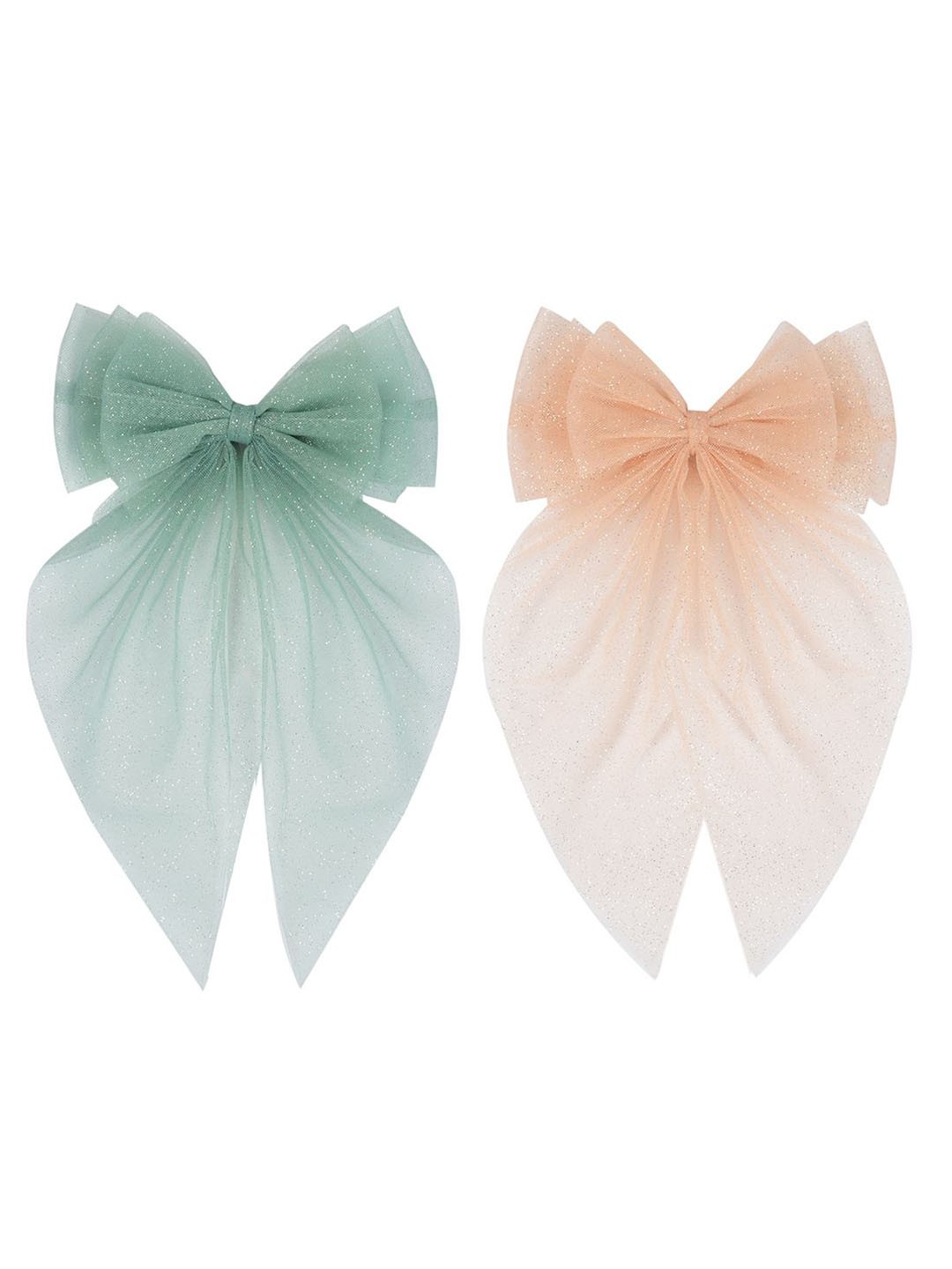 

Radhu & Kabby Women Set Of 2 Embellished Alligator Hair Clip Hair Accessory, Peach