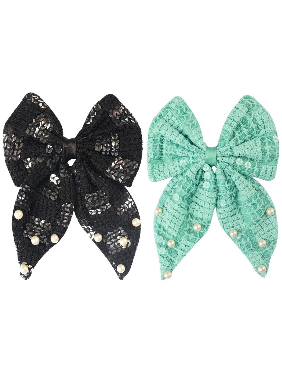 

Radhu & Kabby Women Set Of 2 Embellished Alligator Hair Clip Hair Accessory, Green