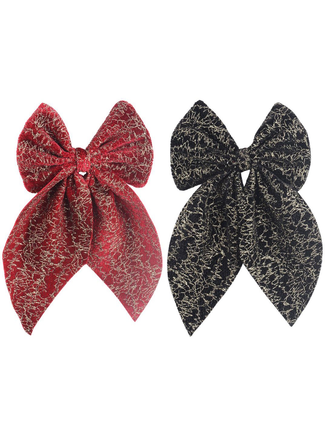 

Radhu & Kabby Women Set Of 2 Embellished Alligator Hair Clip Hair Accessory, Red